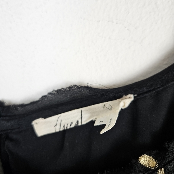 Anthropologie Floreat Black Gold Oval Polka Dot Bell Sleeve Blouse - M - Picture 5 of 10